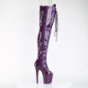 Glitter 20 cm PEEP TOE Violet thigh high boots with laces high heels
