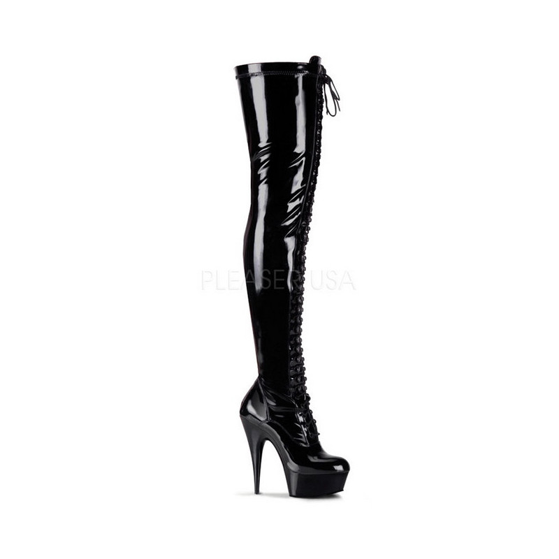 Patent 15,5 cm DELIGHT-3023 Platform Thigh High Boots