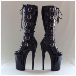 Nero Vernice 23 cm Pleaser INFINITY-2049 Plateau Stivali Donna