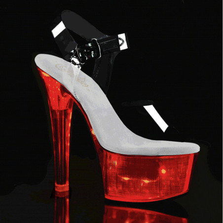 Transparent 15 cm FLASH-608CH led platform pole dance high heels shoes