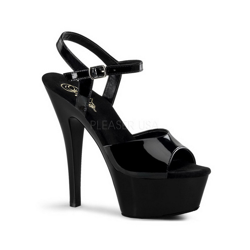 Black Shiny 15 cm KISS-209 Platform High Heels Shoes