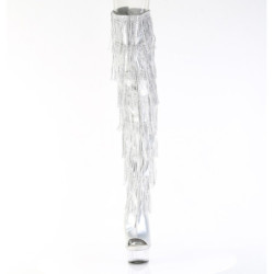 Argento 15 cm DELIGHT exotic stivali overknee con frange strass