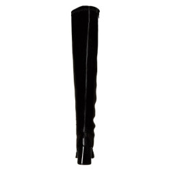 Black boots vinyl 7,5 cm - 70s years style hippie disco gogo overknee boots