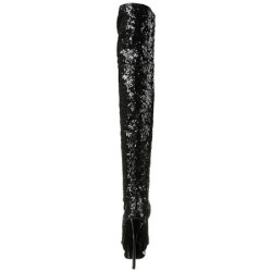 Black Sequins 15 cm PLEASER BLONDIE-R-3011 Platform Over Knee Boots