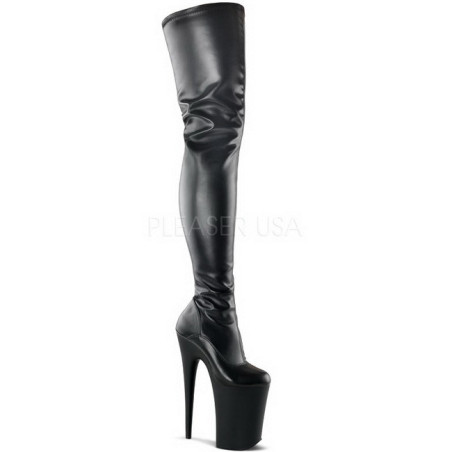 Black Leatherette 23 cm PLEASER INFINITY-4000 Platform Over Knee Boots