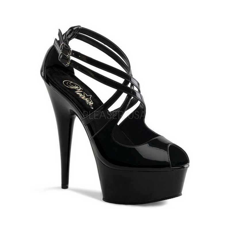 Nero Vernice 15 cm Pleaser DELIGHT-612 Plateau Scarpe Décolleté