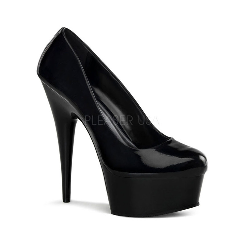 Black Shiny 15 cm Pleaser DELIGHT-685 Platform Pumps