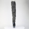 Black 15 cm pole dance exotic overknee boots rhinestone fringes