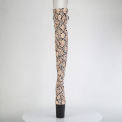 Patent Snake pattern 20 cm 3008SP-BT brown overknee boots with laces