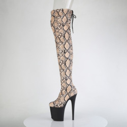 Patent Snake pattern 20 cm 3008SP-BT brown overknee boots with laces