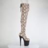 Patent Snake pattern 20 cm 3008SP-BT brown overknee boots with laces