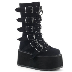 Velvet 9 cm DAMNED-225 calf-high women buckle boots platform black