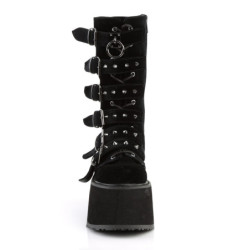 Velvet 9 cm DAMNED-225 calf-high women buckle boots platform black