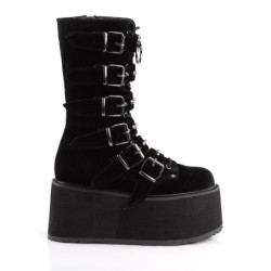 Velvet 9 cm DAMNED-225 calf-high women buckle boots platform black