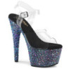 Black 18 cm BEJEWELED-708MS Pole high heels shoes rhinestones platform