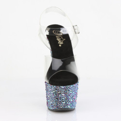 Black 18 cm BEJEWELED-708MS Pole high heels shoes rhinestones platform