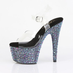 Black 18 cm BEJEWELED-708MS Pole high heels shoes rhinestones platform