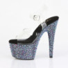 Black 18 cm BEJEWELED-708MS Pole high heels shoes rhinestones platform