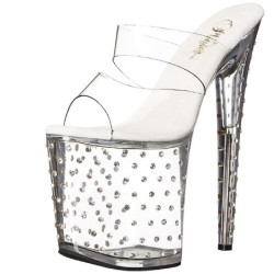 Transparent 20 cm STARDUST-802 Strass Platform High Mules