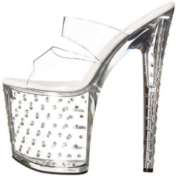 Trasparente 20 cm STARDUST-802 Strass Plateau Mules Alte