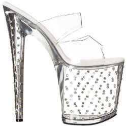 Trasparente 20 cm STARDUST-802 Strass Plateau Mules Alte