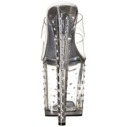 Transparent 20 cm STARDUST-802 Strass Platform High Mules