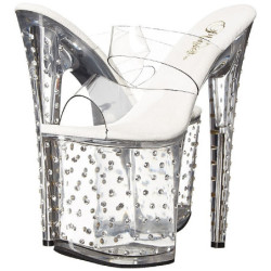 Trasparente 20 cm STARDUST-802 Strass Plateau Mules Alte
