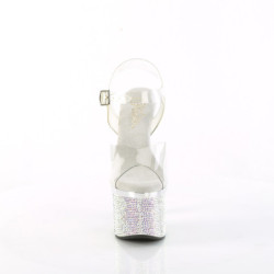 Argento 18 cm ESTEEM-708DM-2 Plateau sandali alti con pietre