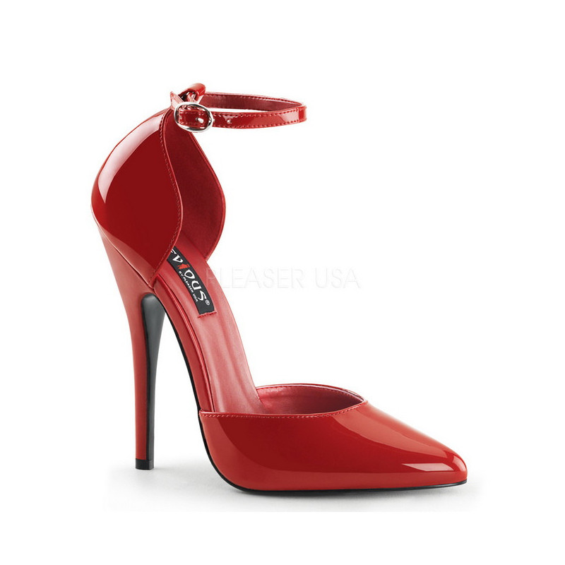 Red Shiny 15 cm DOMINA-402 Pumps with low heels