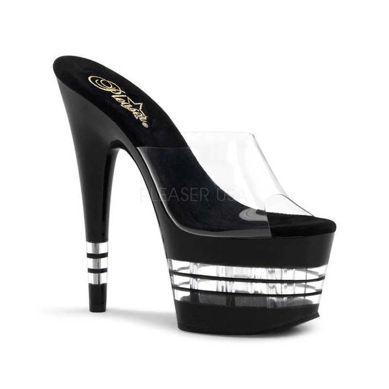 Nero 18 cm Pleaser ADORE-701LN Pantofole Tacco Alto Donna