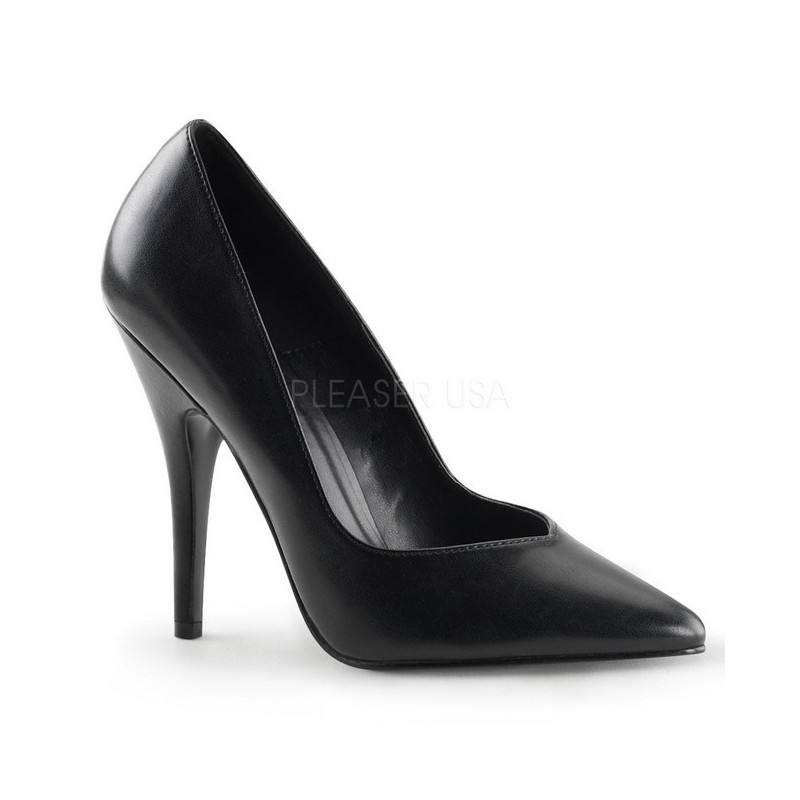 Black Leatherette 13 cm SEDUCE-420V pointed toe pumps with high heels