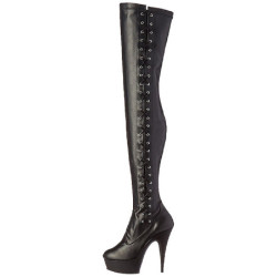 Black Leatherette 15 cm DELIGHT-3050 Platform Thigh High Boots