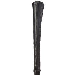 Black Leatherette 15 cm DELIGHT-3050 Platform Thigh High Boots