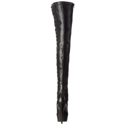 Black Leatherette 15 cm DELIGHT-3050 Platform Thigh High Boots