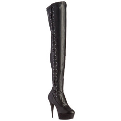 Black Leatherette 15 cm DELIGHT-3050 Platform Thigh High Boots