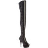 Black Leatherette 15 cm DELIGHT-3050 Platform Thigh High Boots