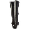 Black Leatherette 15 cm DELIGHT-3050 Platform Thigh High Boots