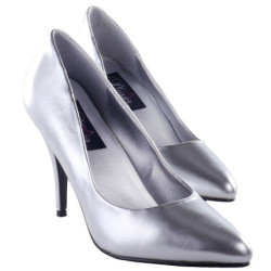 Silver Leatherette 10 cm VANITY-420 pointed toe pumps high heels