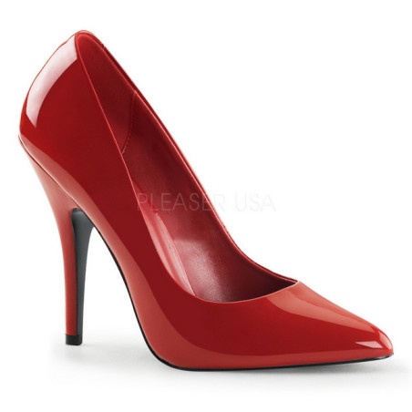 Red Shiny 13 cm SEDUCE-420 pointed toe pumps high heels