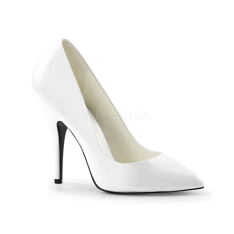 White Shiny 13 cm SEDUCE-420 pointed toe pumps high heels