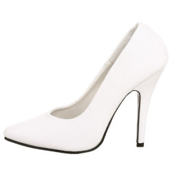 White Shiny 13 cm SEDUCE-420 pointed toe pumps high heels