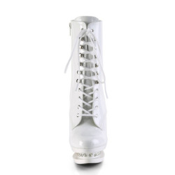 White 15,5 cm BLONDIE-R-1020 lace up platform ankle boots in patent