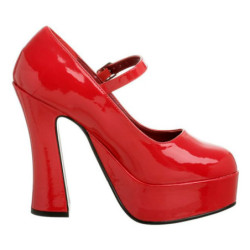 Rosso Vernice 13 cm DOLLY-50 Mary Jane Plateau Scarpe Décolleté