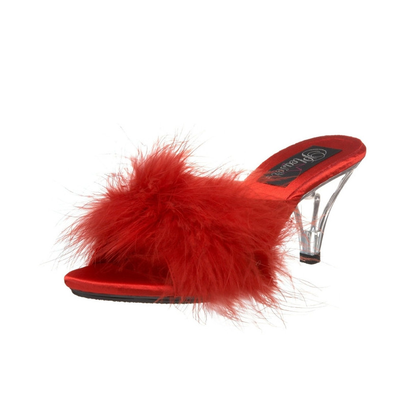 Rosso Piume 8 cm BELLE-301F Scarpe Zoccoli da Uomo