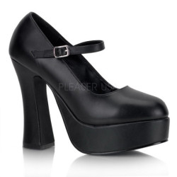 Nero Ecopelle 13 cm DOLLY-50 Mary Jane Plateau Scarpe Décolleté