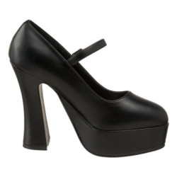 Nero Ecopelle 13 cm DOLLY-50 Mary Jane Plateau Scarpe Décolleté