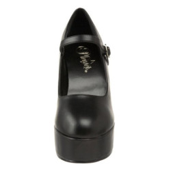 Black Leatherette 13 cm DOLLY-50 Mary Jane Platform Pumps