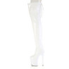 Patent 20 cm FLAMINGO-3850 White overknee boots with laces