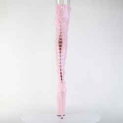 Verniciata rosa 20 cm FLAMINGO-3850 stivali sopra il ginocchio con lacci