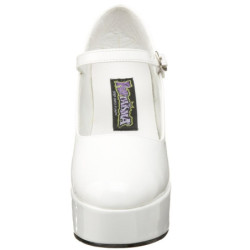 Bianco Vernice 11 cm MARYJANE-50 Mary Jane Plateau Scarpe Décolleté